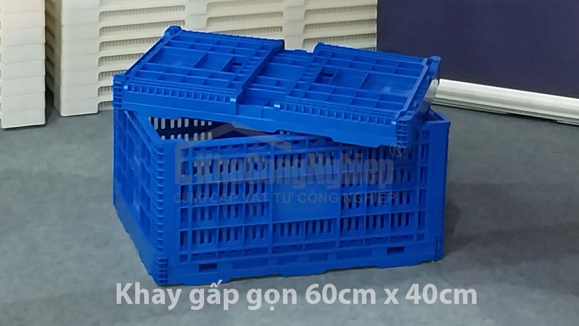 Mua khay nhựa gấp gọn giá rẻ – Dùng trong kho xưởng, chợ đầu mối, vận chuyển hàng