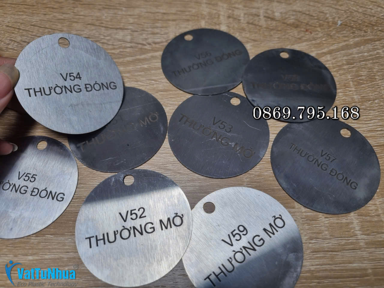 Thẻ inox tròn 304 - Giải pháp đánh dấu cáp điện & Thiết bị công nghiệp bền vĩnh viễn, không phai, không ăn mòn