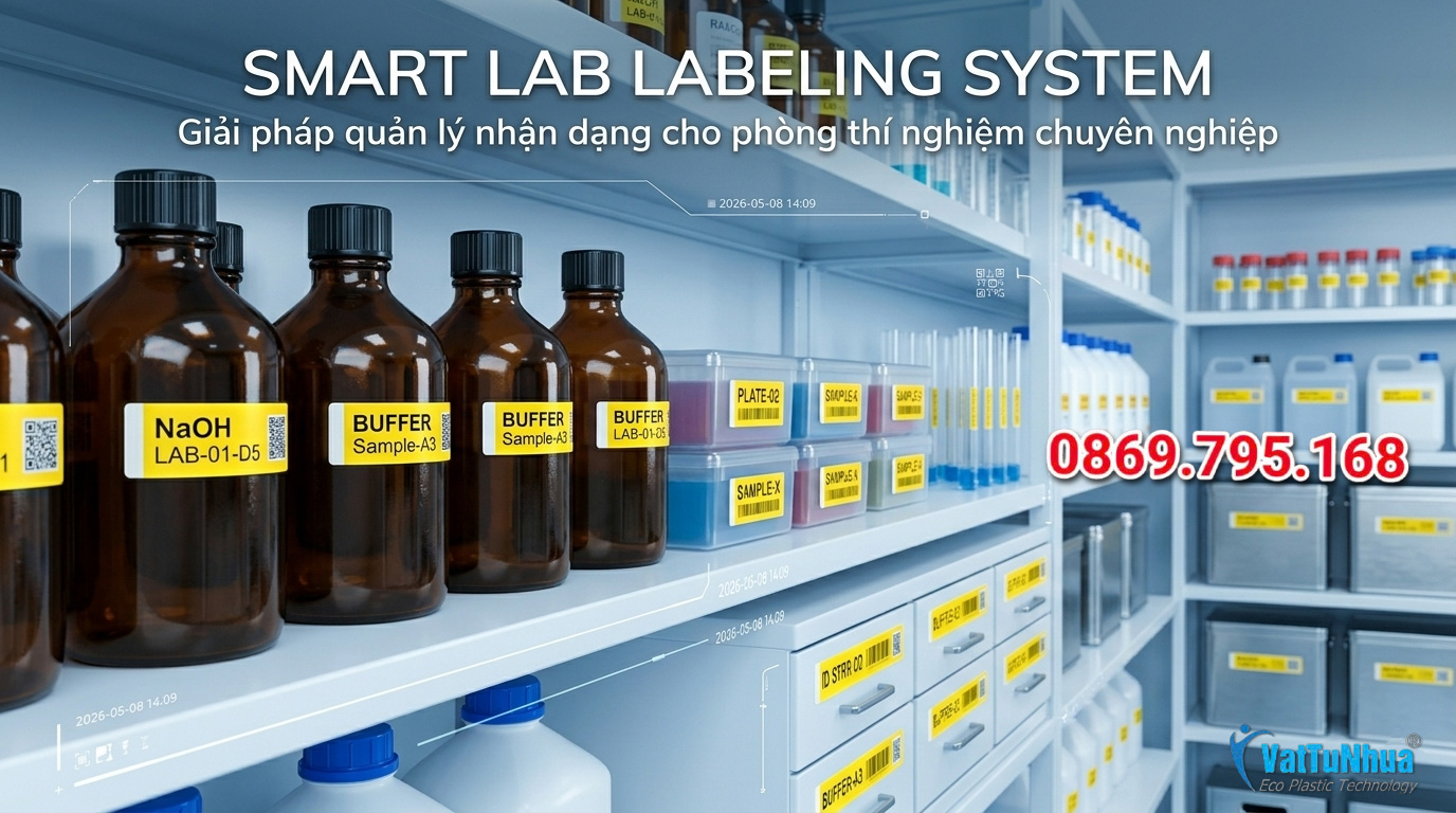 Nhãn đánh dấu kệ hóa chất trong phòng thí nghiệm - Giải pháp quản lý an toàn, chuyên nghiệp và hiện đại
