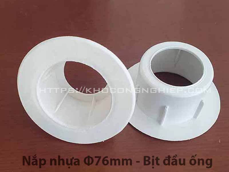 Nút bịt đầu ống Φ76mm (3 inch) chính hãng - Hình ảnh sản phẩm 2 chất lượng cao tại KHO CÔNG NGHIỆP. Nút bịt đầu ống PP D76 (3 inch) màu trắng, bảo vệ lõi cuộn màng PE, nilon, tơ, sợi — tránh bụi, rỉ sét, va chạm. Chất liệu nhựa PP, nhiệt độ làm việc 5–80 °C, sản xuất tại Việt Nam.
